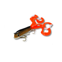 View of Rubber Musky innovation Quad Dawg Orange Tail Dago Sucker available at EZOKO Pike and Musky Shop