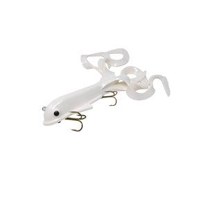 View of Rubber Musky innovation Quad Dawg White available at EZOKO Pike and Musky Shop