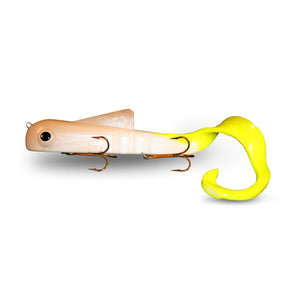 View of Rubber Musky Innovations Magnum Bull Dawg Lemon Tail available at EZOKO Fishing