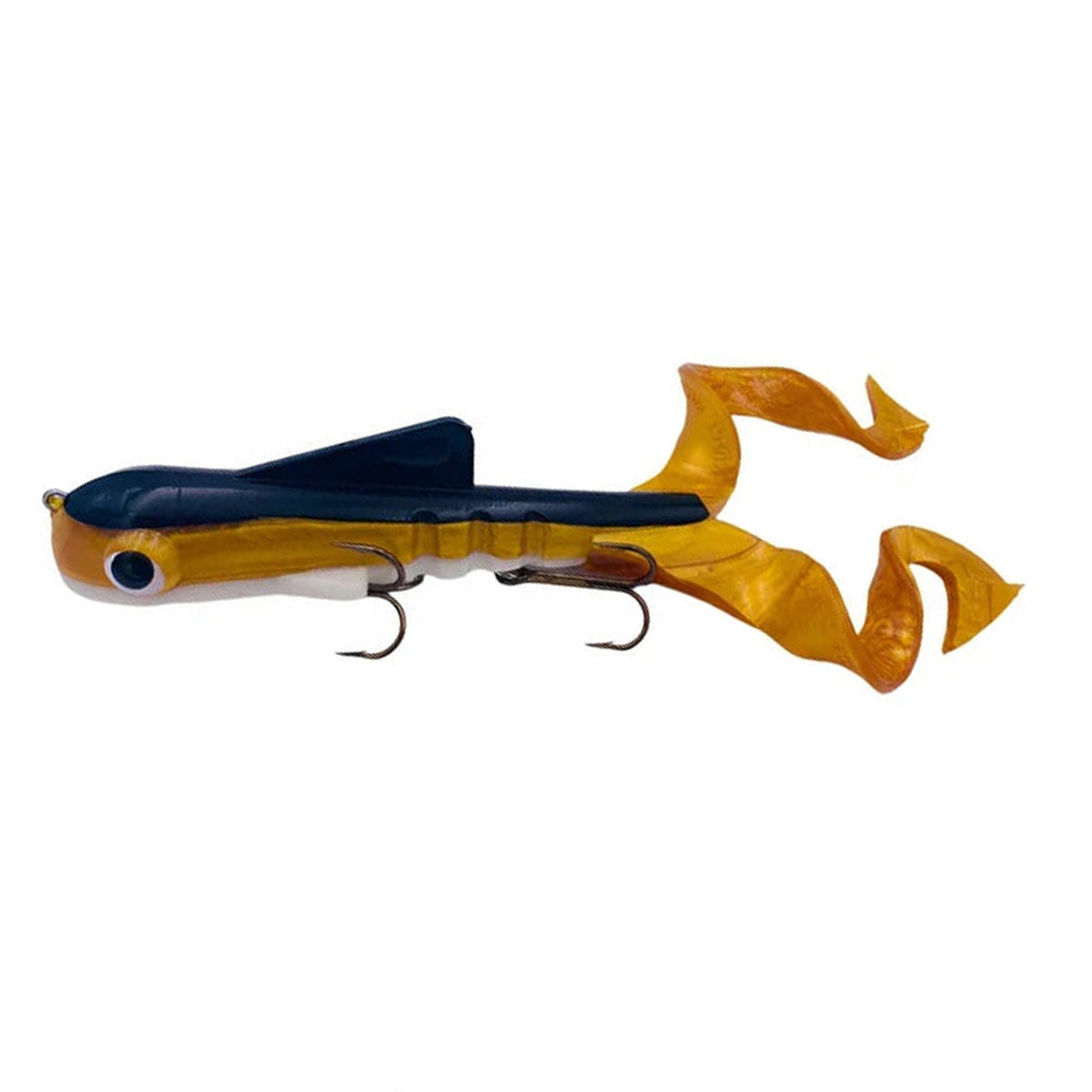 View of Rubber Musky Innovations Magnum Double Dawg Gold Tail Sucker available at EZOKO Fishing