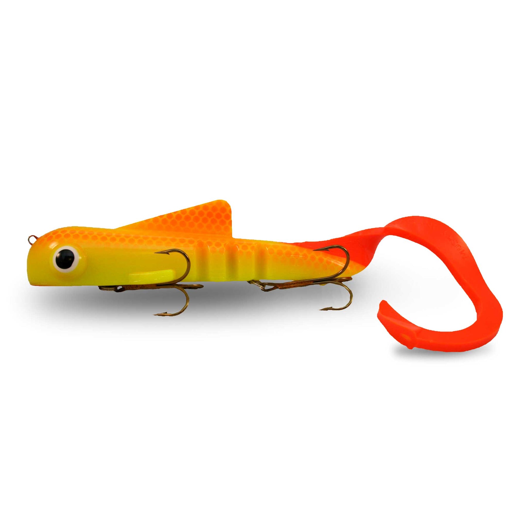 View of Rubber Musky Innovations Pro Magnum Dawg Orange Tail Sherbert available at EZOKO Fishing