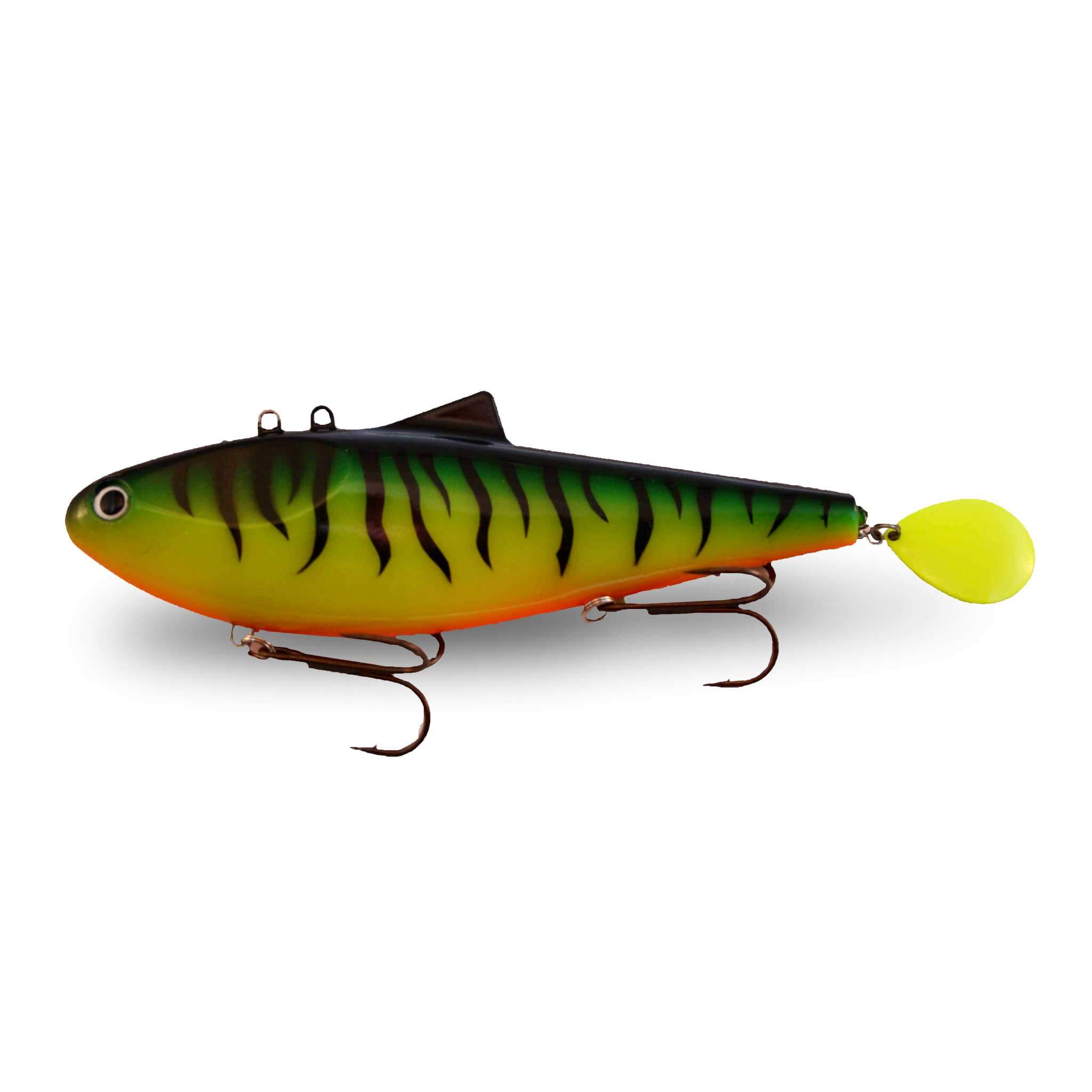 View of Jigs-Spoons Musky Innovations Rippin' Dawg Musky Jig Fire Tiger available at EZOKO Fishing