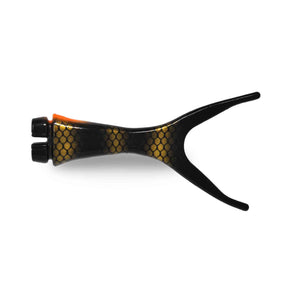 View of Replacement_Tails Musky Innovations Shallow Invader Replacement Tail Black Perch available at EZOKO Pike and Musky Shop