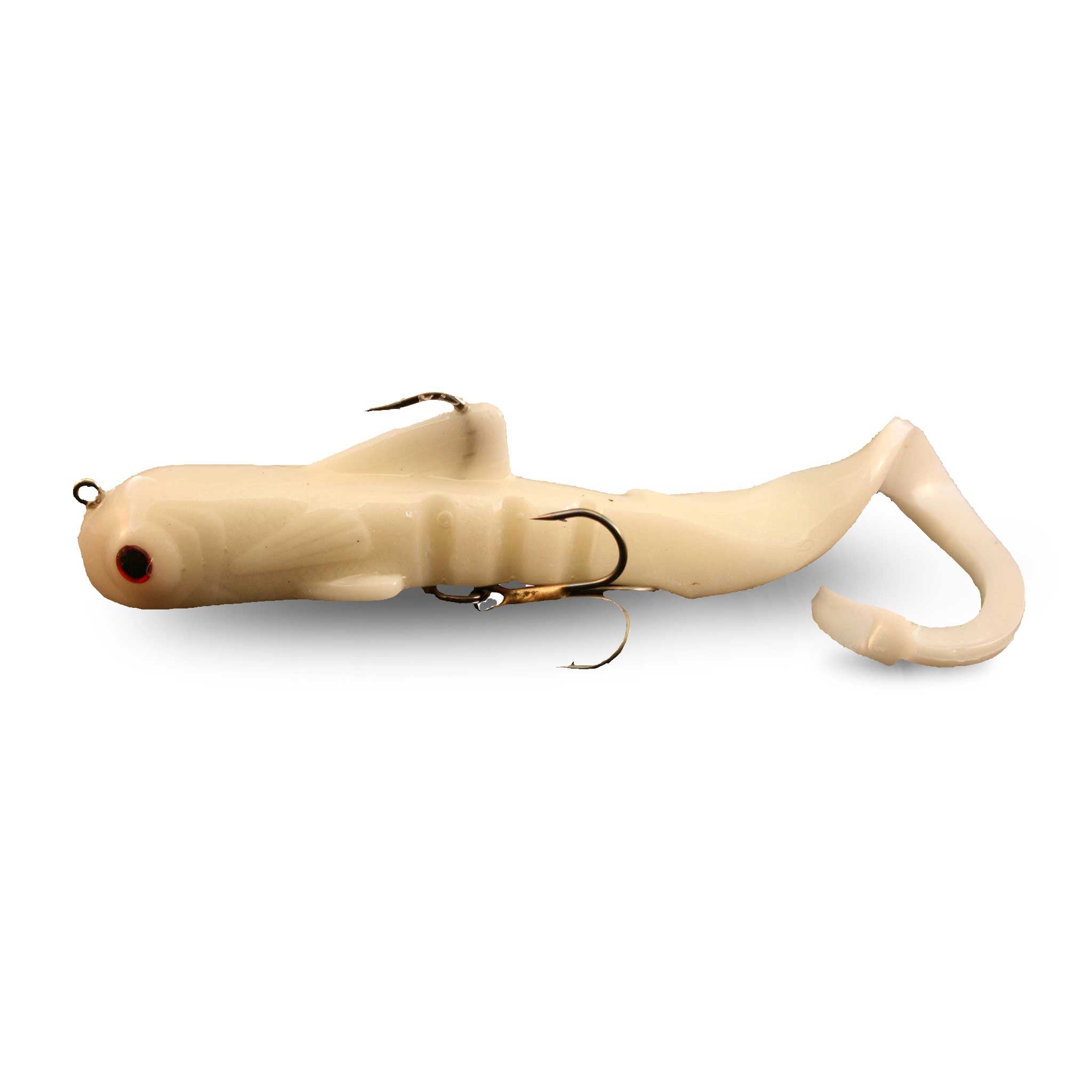 View of Rubber Musky Innovations Spring Bull Dawg Pearl White available at EZOKO Fishing