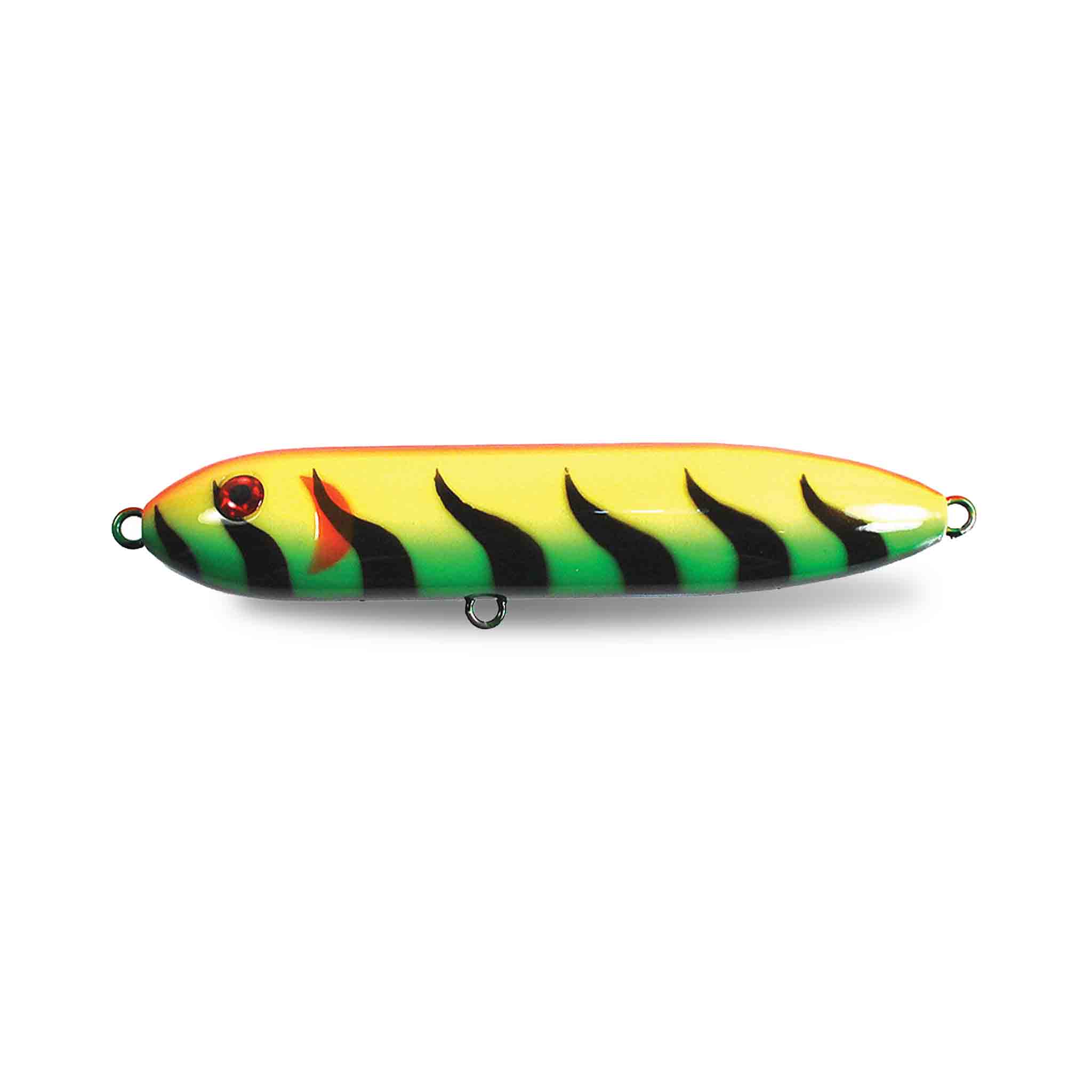 View of Topwater Musky Mania Li'l Doc Topwater Bait Fire Tiger available at EZOKO Fishing