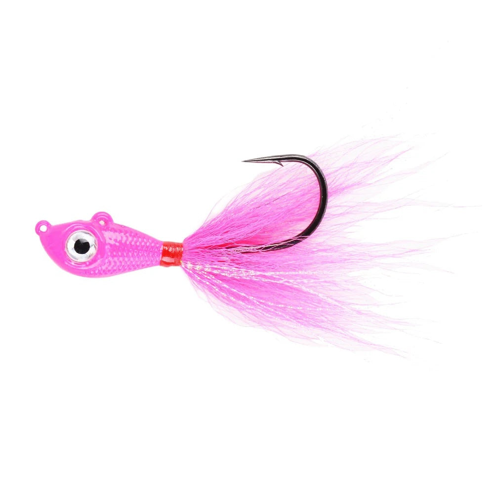 View of Jigs-Spoons Mustad Big Eye Bucktail Jig 3/4 oz Pink available at EZOKO Fishing