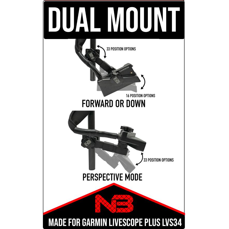 View of boating_accessories Net Buddy Dual Mount (Foward & Perspective) For Garmin Livescope LVS34 Plus available at EZOKO Fishing