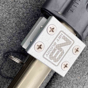 View of boating_accessories Musky Buddy 42 Degree Mount with Net Clamp available at EZOKO Pike and Musky Shop