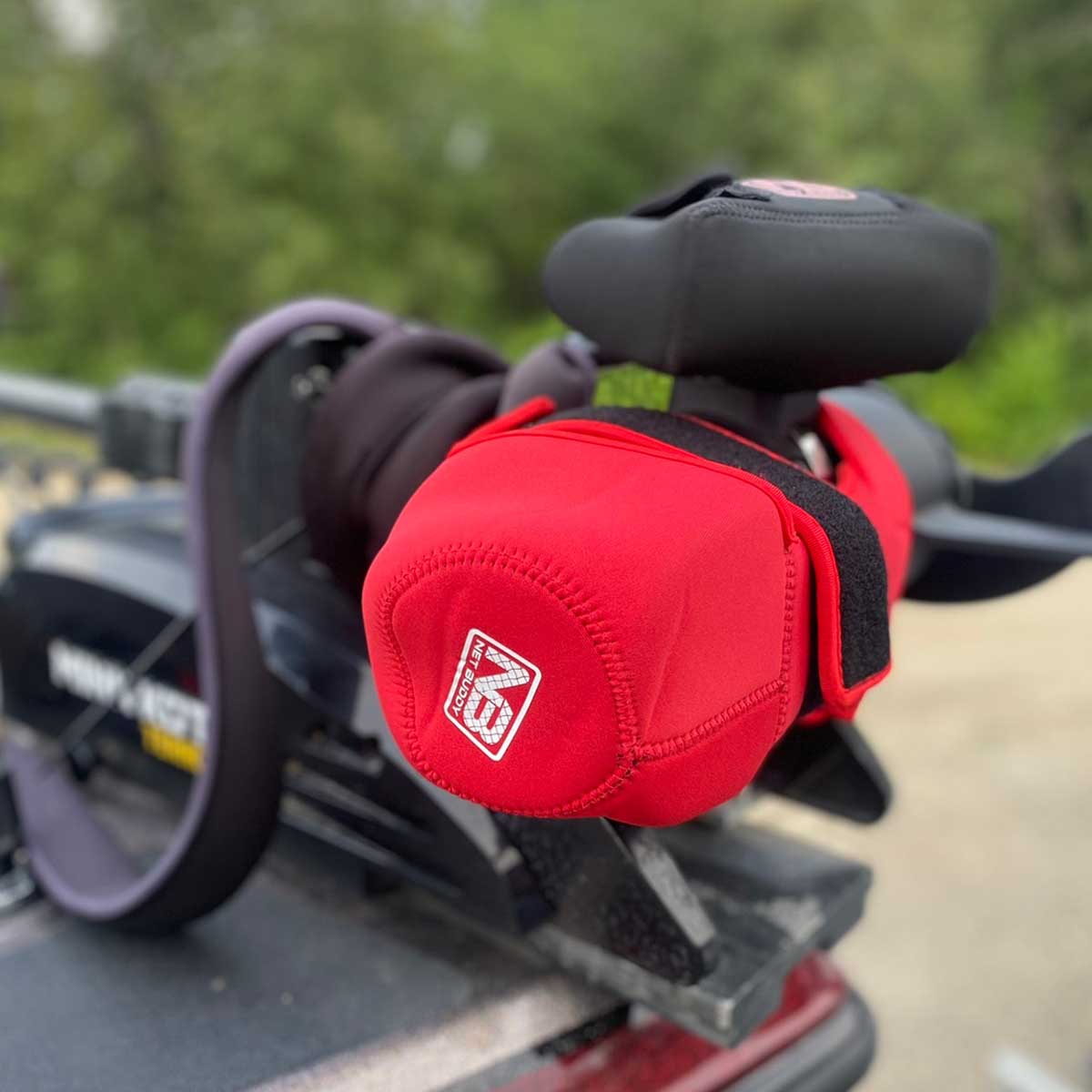 View of boating_accessories Net Buddy Trolling Motor Cover available at EZOKO Pike and Musky Shop