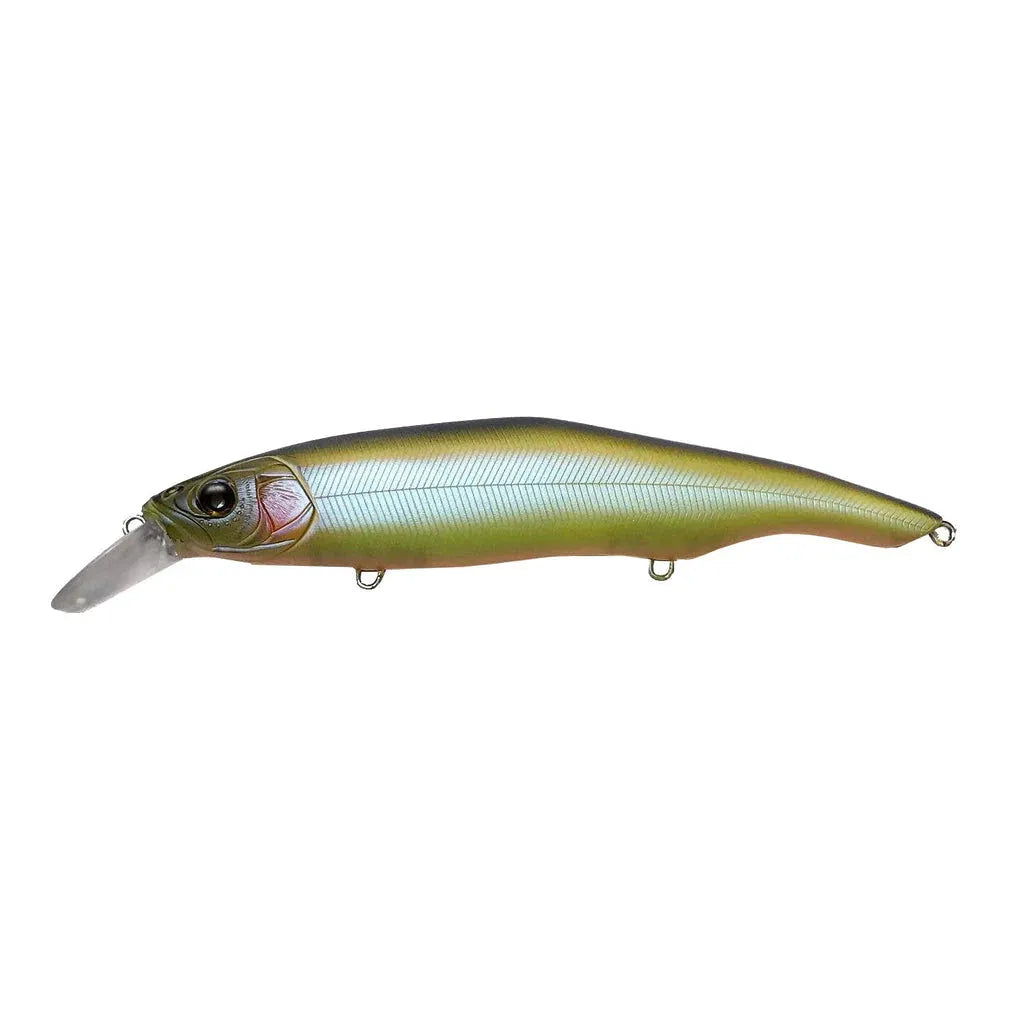 View of Jerbaits Nishine Lure Works Erie 115SD Jerkbait BPB Chartreuse Smelt available at EZOKO Fishing