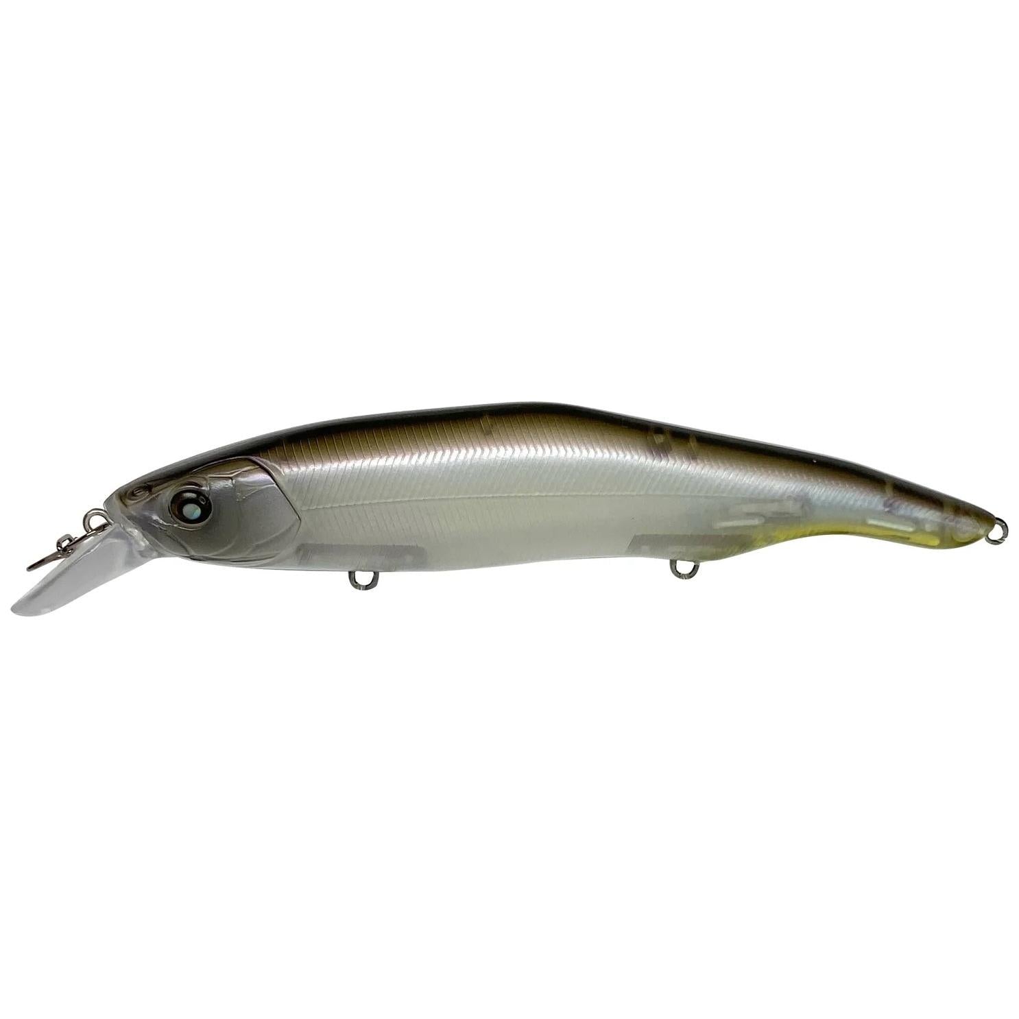 View of Jerbaits Nishine Lure Works Erie 115TW Jerkbait Perl Core Ghost available at EZOKO Fishing