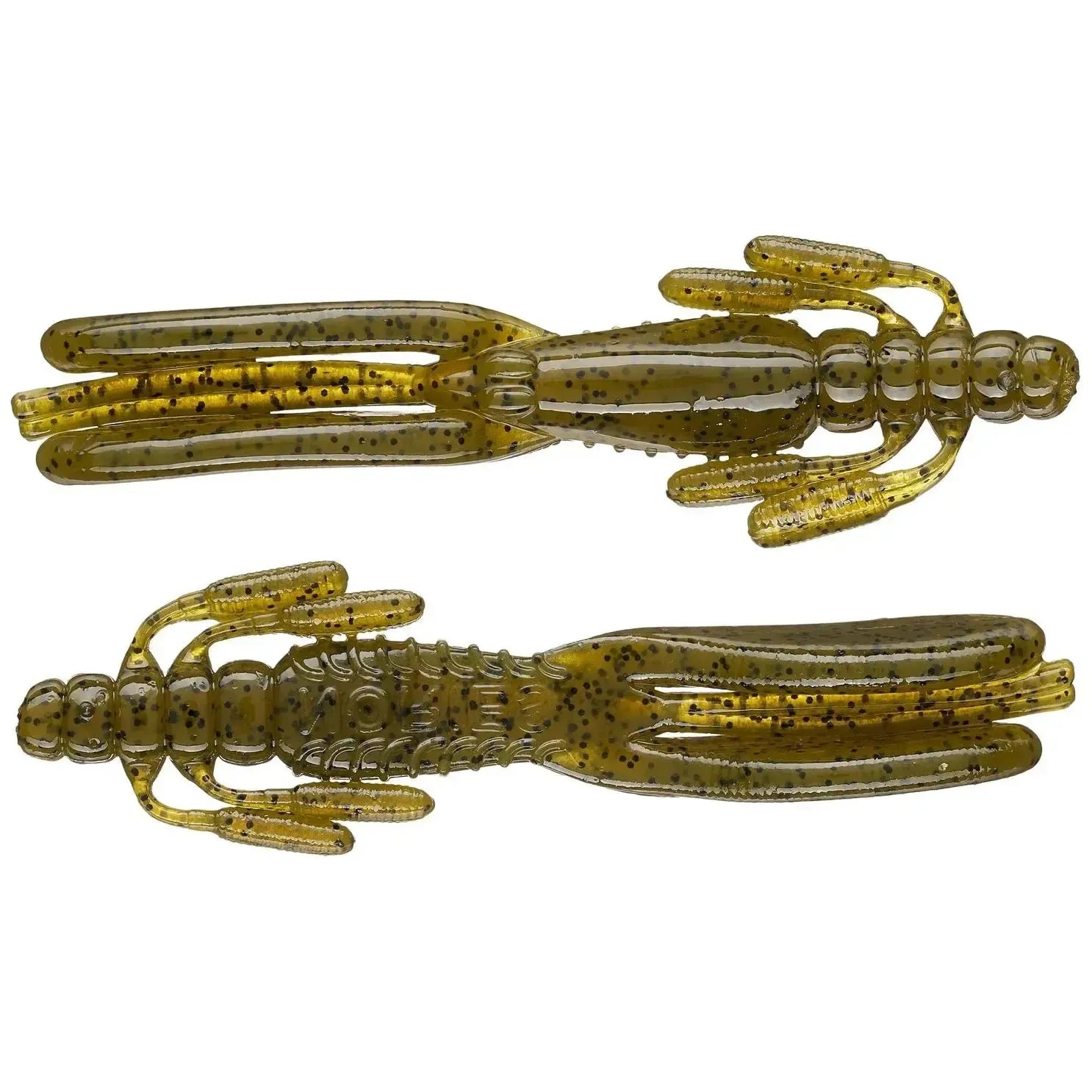 View of Nories 3" Escape Chibi Twin Creature Bait Light Green Pumpkin Blue Flake available at EZOKO Fishing