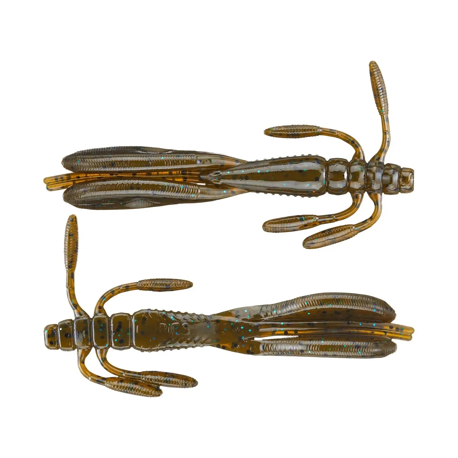 View of Nories 4" Escape Little Twin Creature Bait Light Green Pumpkin Blue Flake available at EZOKO Fishing