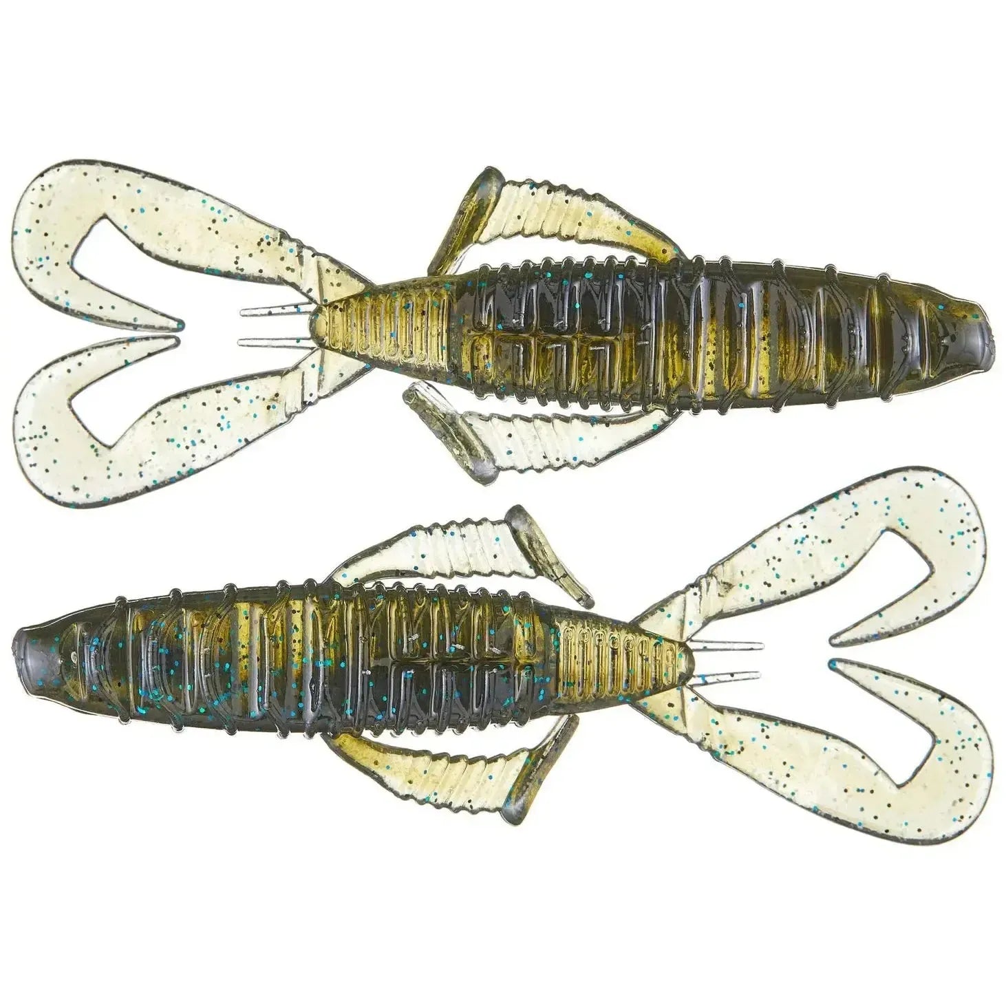 View of Creature Baits Nories Front Flapper Curly 4" Blue Gill / Dark Watermelon Back available at EZOKO Fishing