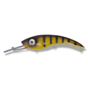 View of Crankbaits One Shot Tackle Perchosaurus 10" Crankbait St. Lawrence Perch / White Belly available at EZOKO Pike and Musky Shop