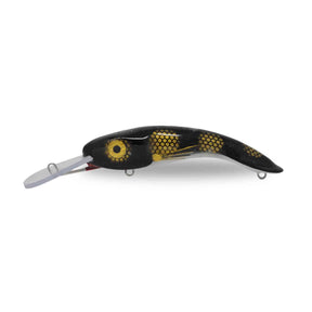 View of Crankbaits One Shot Tackle Perchosaurus 7" Crankbait Black Perch White Belly available at EZOKO Pike and Musky Shop