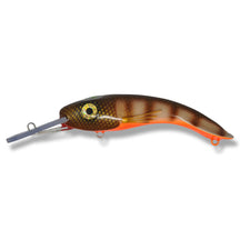 View of Crankbaits One Shot Tackle Perchosaurus 7" Crankbait Brown Perch / Orange Belly available at EZOKO Pike and Musky Shop