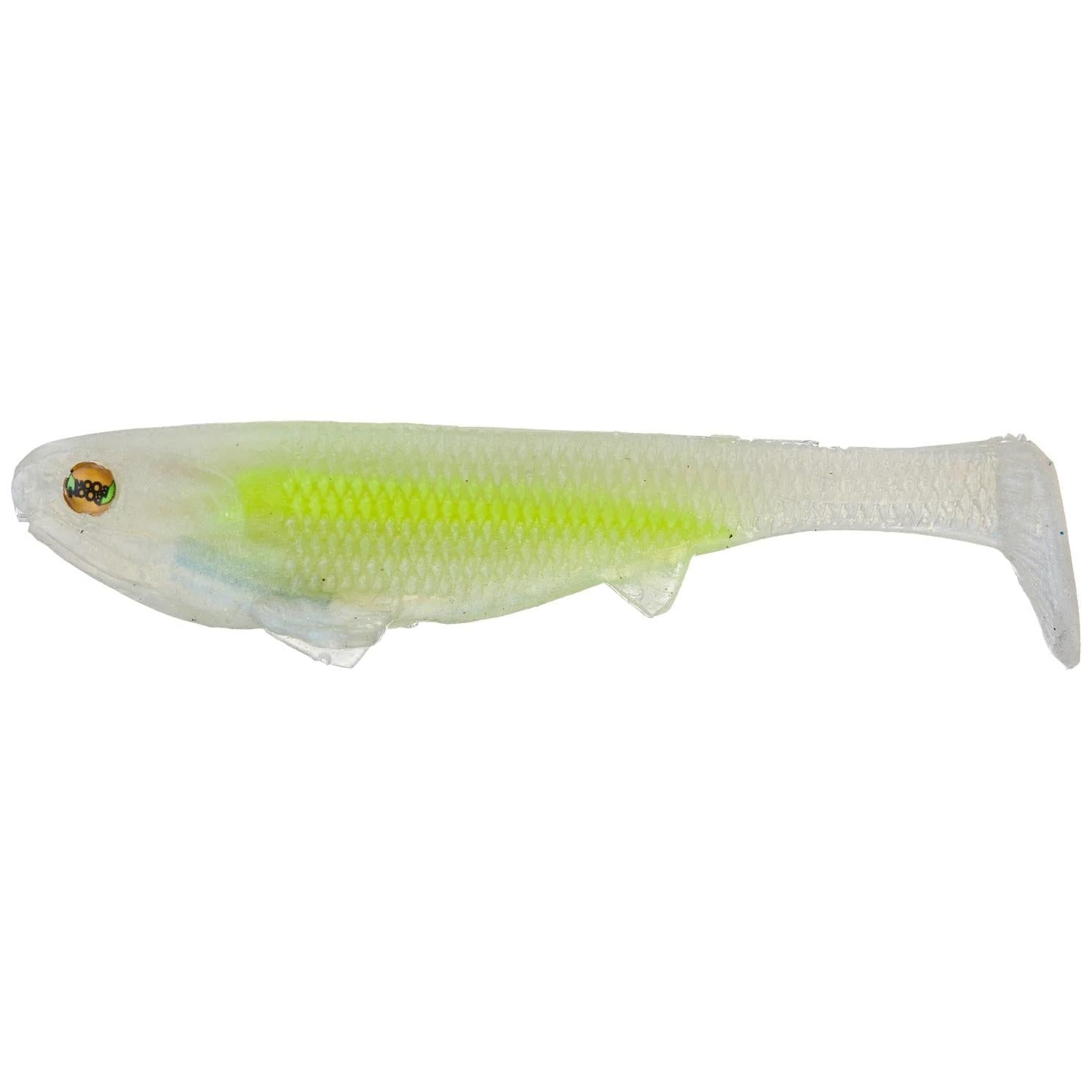 View of Softbaits Optimum Boom Boom Line Thru Swimbait 5" Mint available at EZOKO Fishing