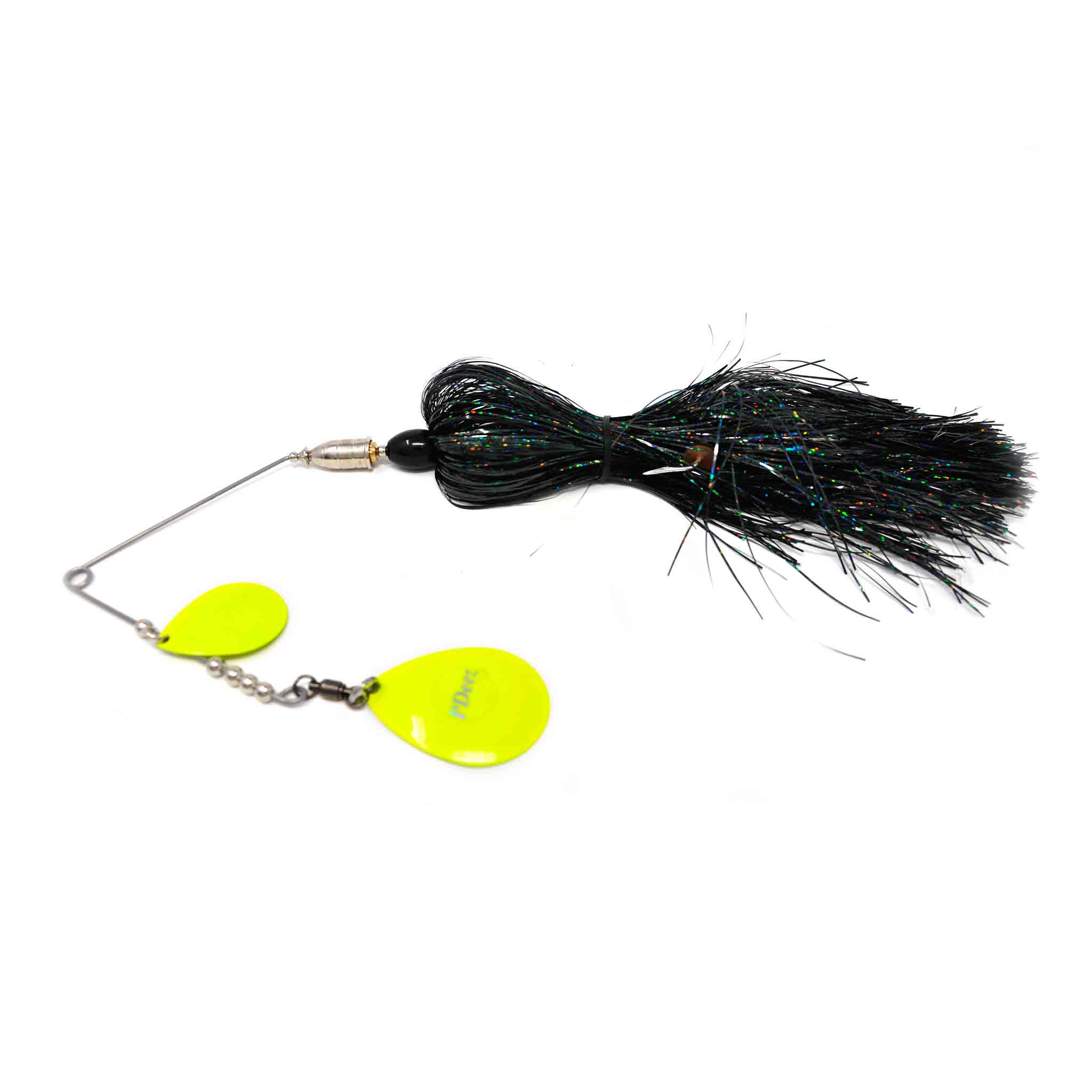 View of Spinnerbaits PDeez Bell Casting Spinnerbait Holographic Black / Chartreuse available at EZOKO Fishing