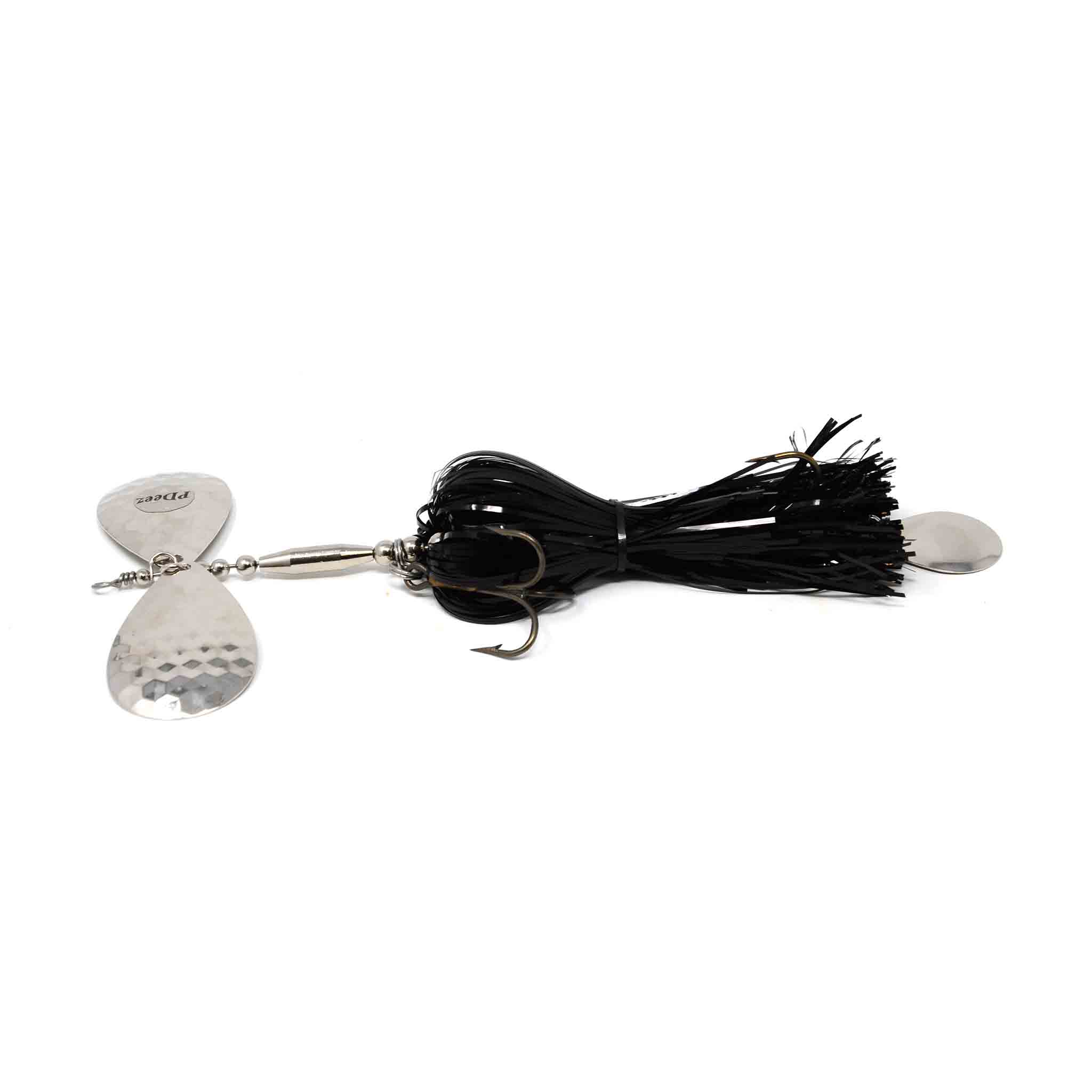 View of Bucktails PDeez LSG Missile Tail Spin (9/9) Bucktail Black / Silver Hex available at EZOKO Fishing