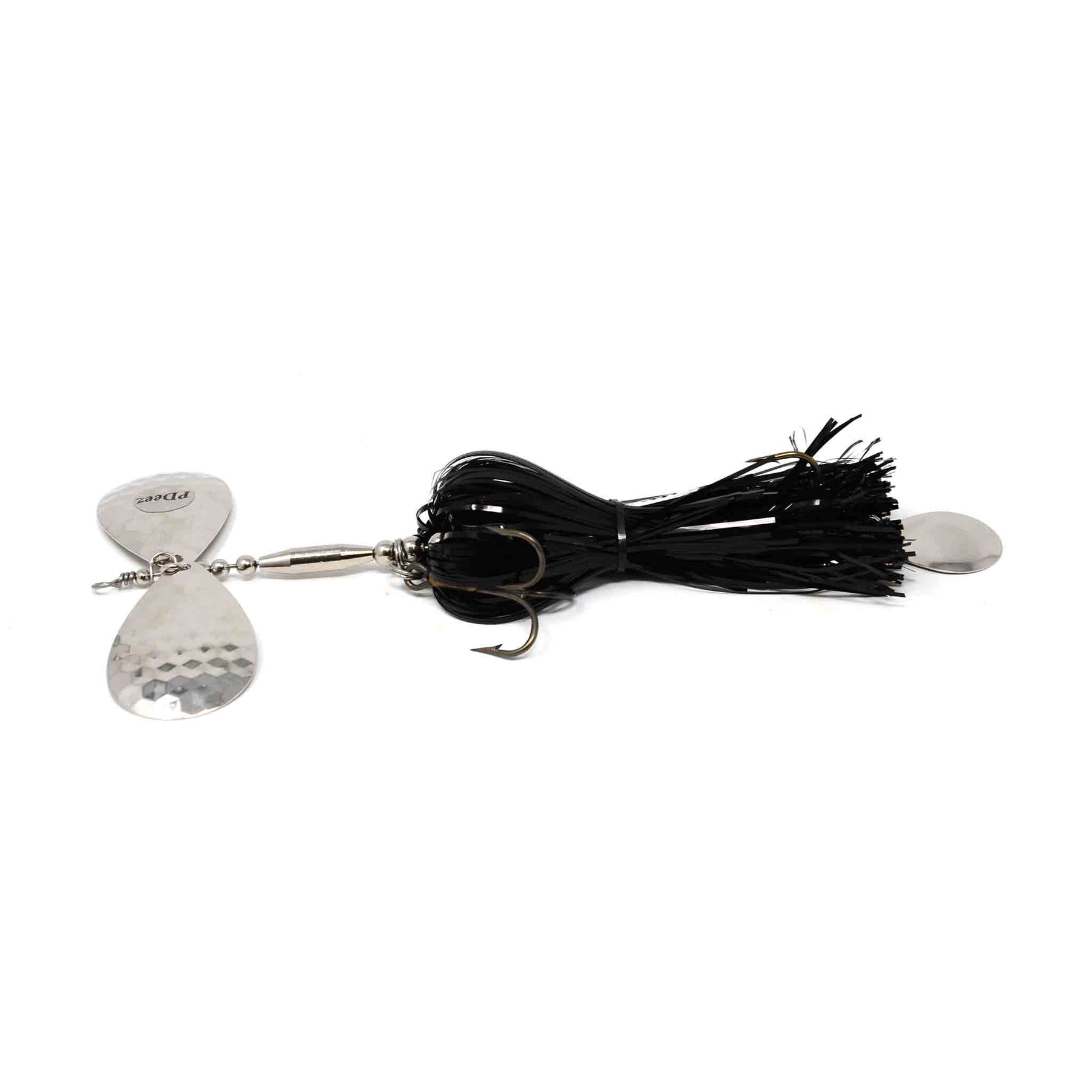Pdeez LSG Missile Tail Spin (9/9) Black / Silver Hex Bucktails