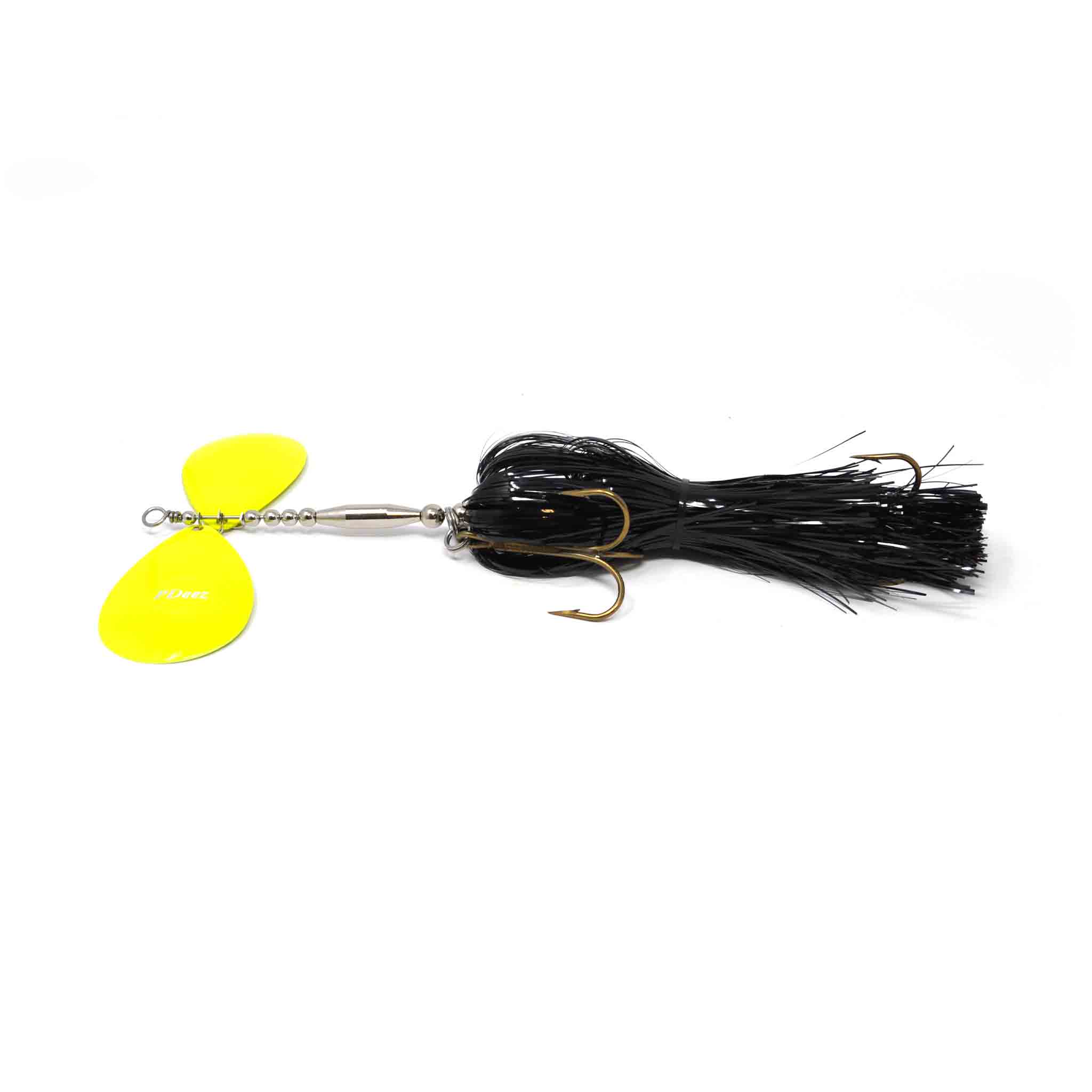 View of Bucktails PDeez Muskiemama Big Tens (10/9) Bucktail Black / Chartreuse available at EZOKO Fishing