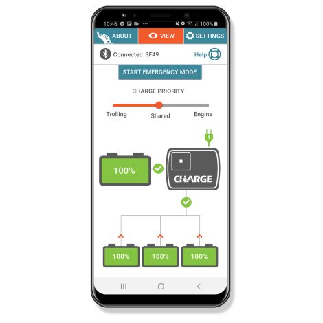ios screen of the Monster app controlling power-pole charge