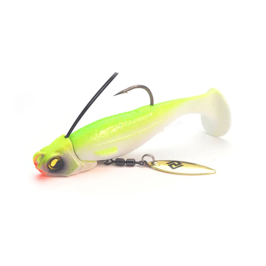View of RAID Japan Head Swimmer Libero 10 g White Chartreuse available at EZOKO Fishing