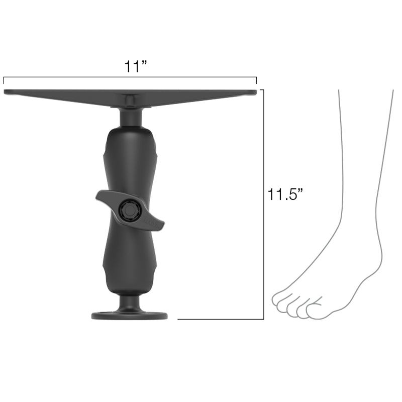 drawing showing the exact dimensions of the RAM Large MArine Electronics Mount - D size Medium