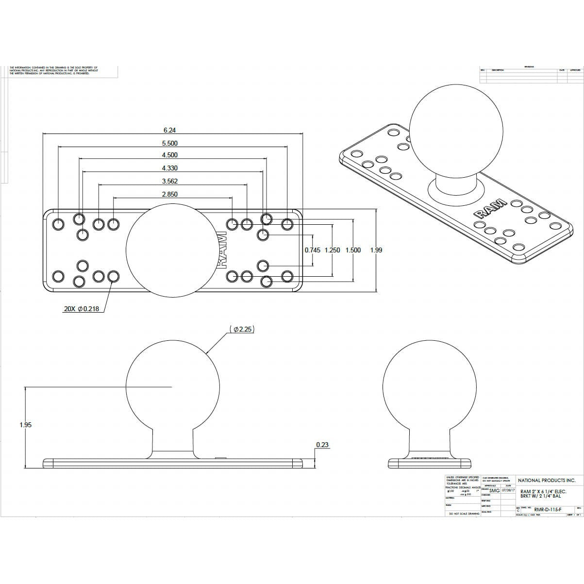 View of electronic_accessories RAM Marine Electronics Ball Adapter - Size D available at EZOKO Pike and Musky Shop