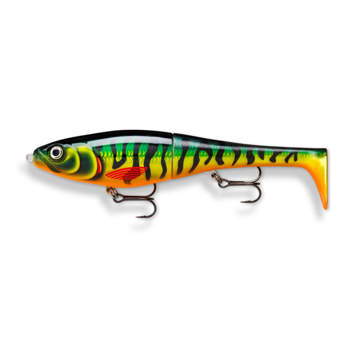 View of Swimbaits Rapala X-Rap Peto 5 1/2" Swimbait Hot Tiger Pike available at EZOKO Fishing