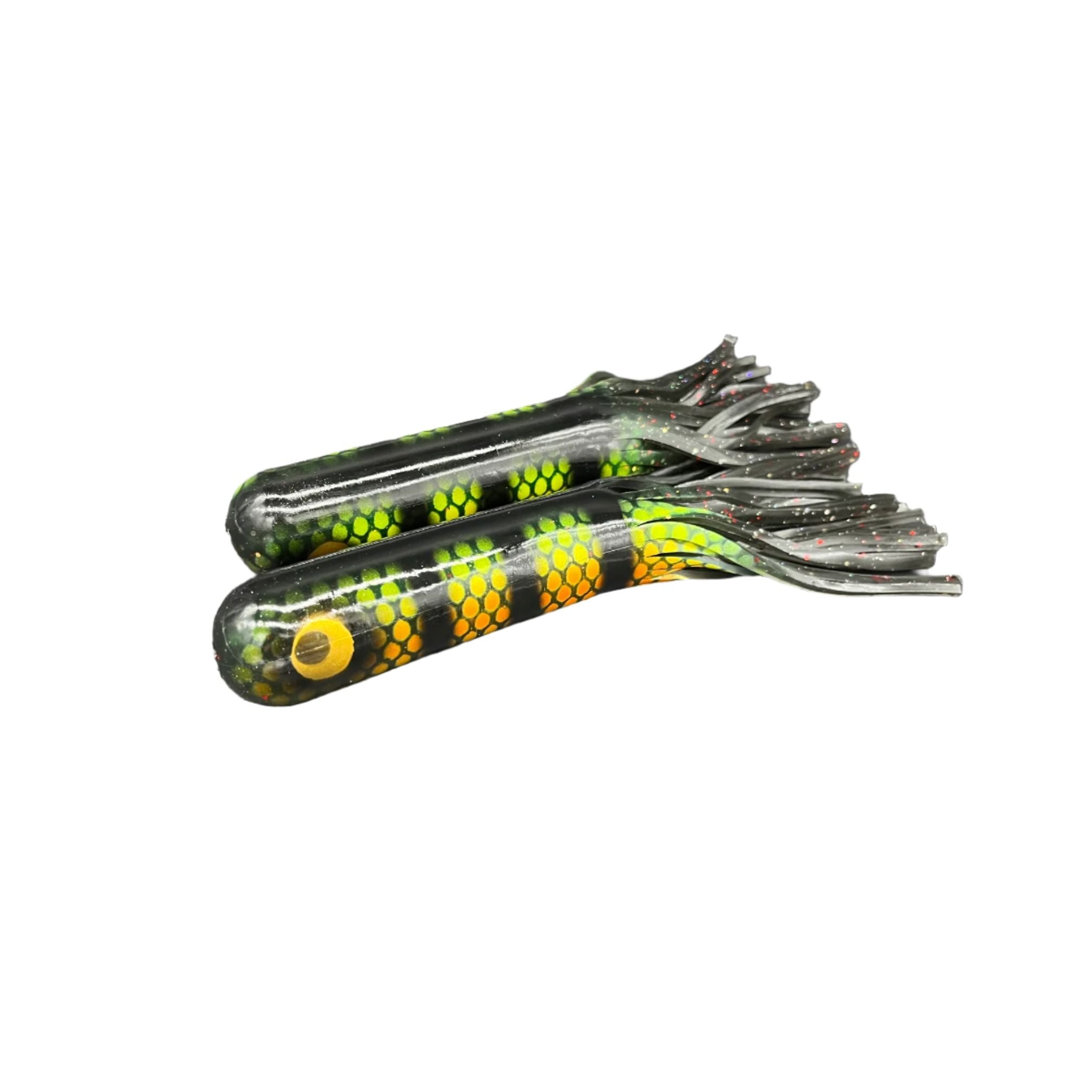 View of Rubber Red October 10" Monster Tubes Custom Paint Colors - Unrigged (1pk) Black Perch available at EZOKO Fishing