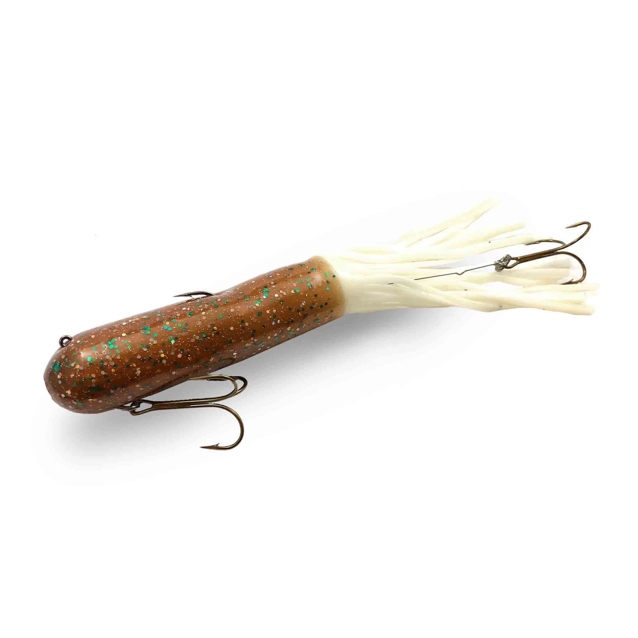View of Rubber Red October 12" Big Sexy Tubes - Mid-depth Walleye / White Tail available at EZOKO Fishing