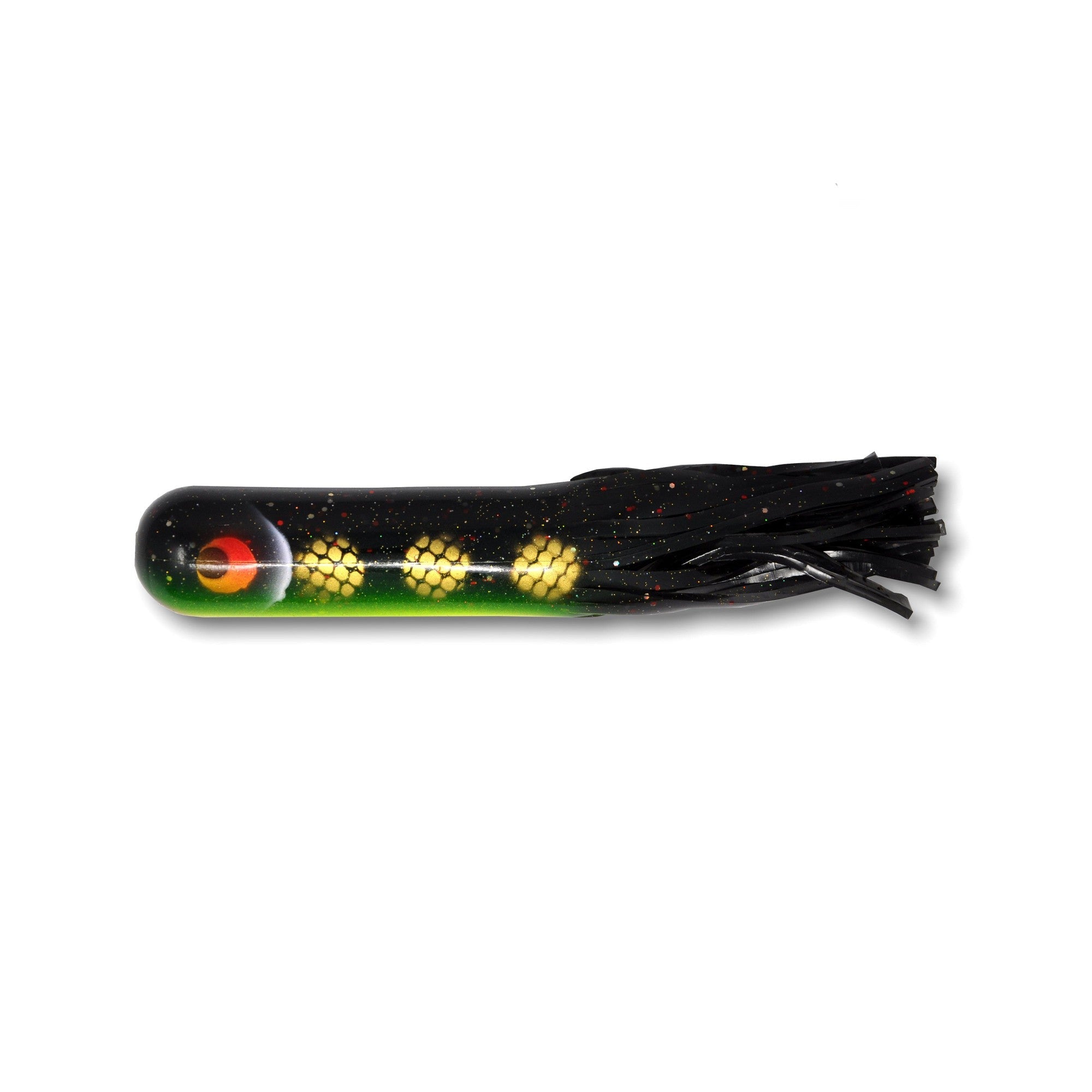 View of Rubber Red October 7.5" Ninja Tubes Custom Paint Colors Black Perch Ezoko available at EZOKO Fishing