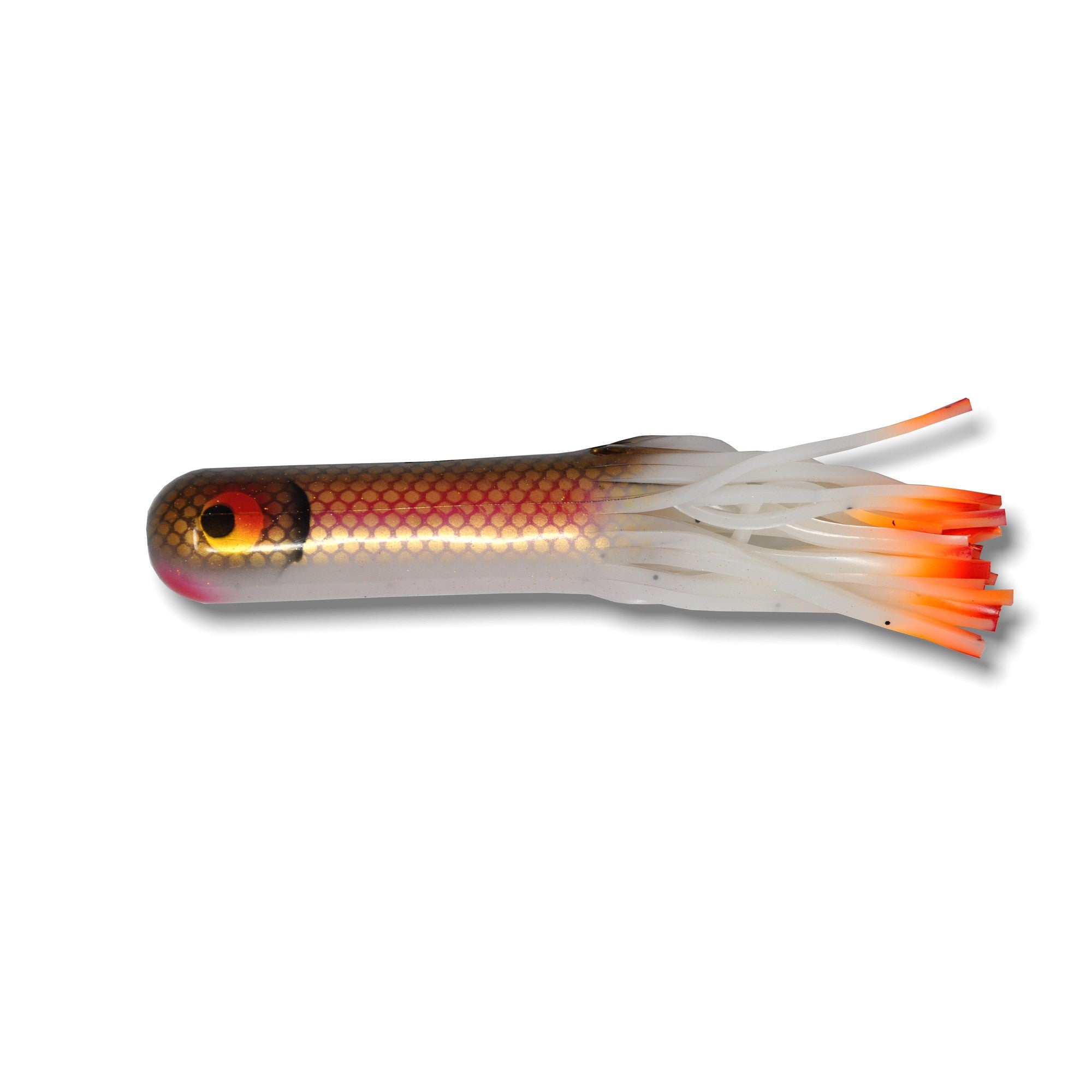 View of Rubber Red October 7.5" Ninja Tubes Custom Paint Colors Red Horse Sucker Ezoko available at EZOKO Fishing