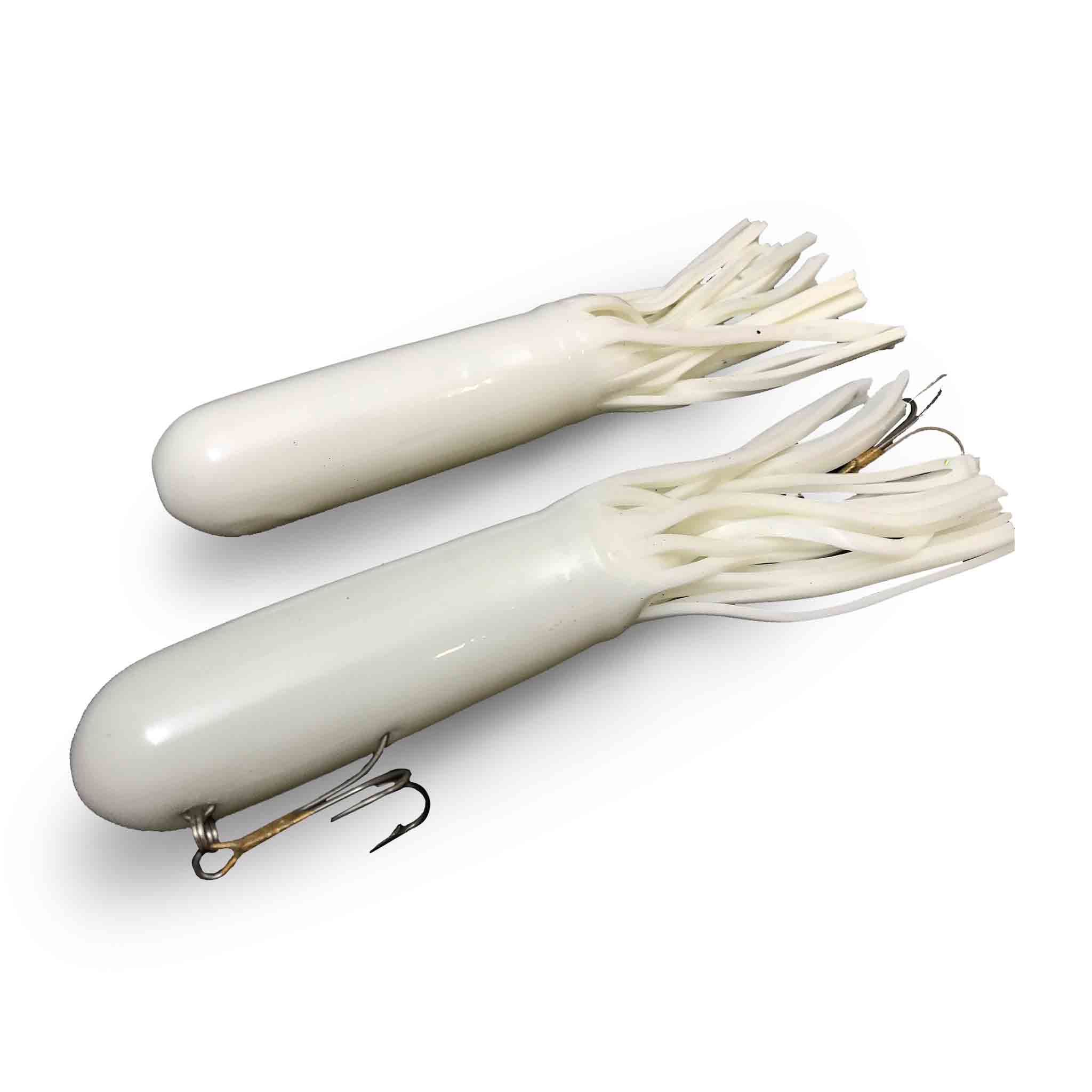 View of Rubber Red October 7.5" Ninja Tubes - Shallow White available at EZOKO Fishing