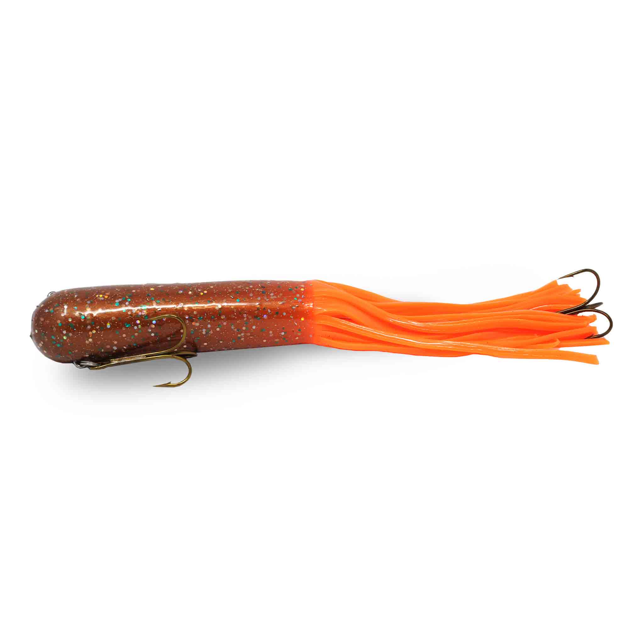 View of Rubber Red October 7.5" Ninja Tubes - Unrigged (3pk) Walleye / Orange Tail available at EZOKO Fishing