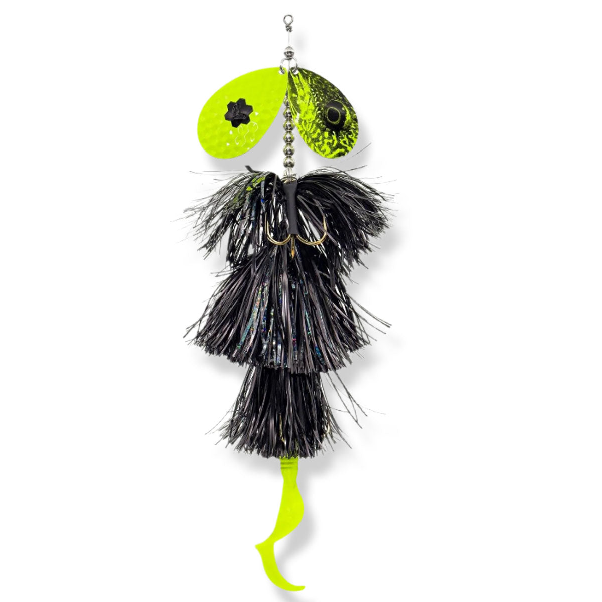 View of Bucktails Savage Gear Blade Double 10.5'' Bucktail Black Chartreuse available at EZOKO Pike and Musky Shop