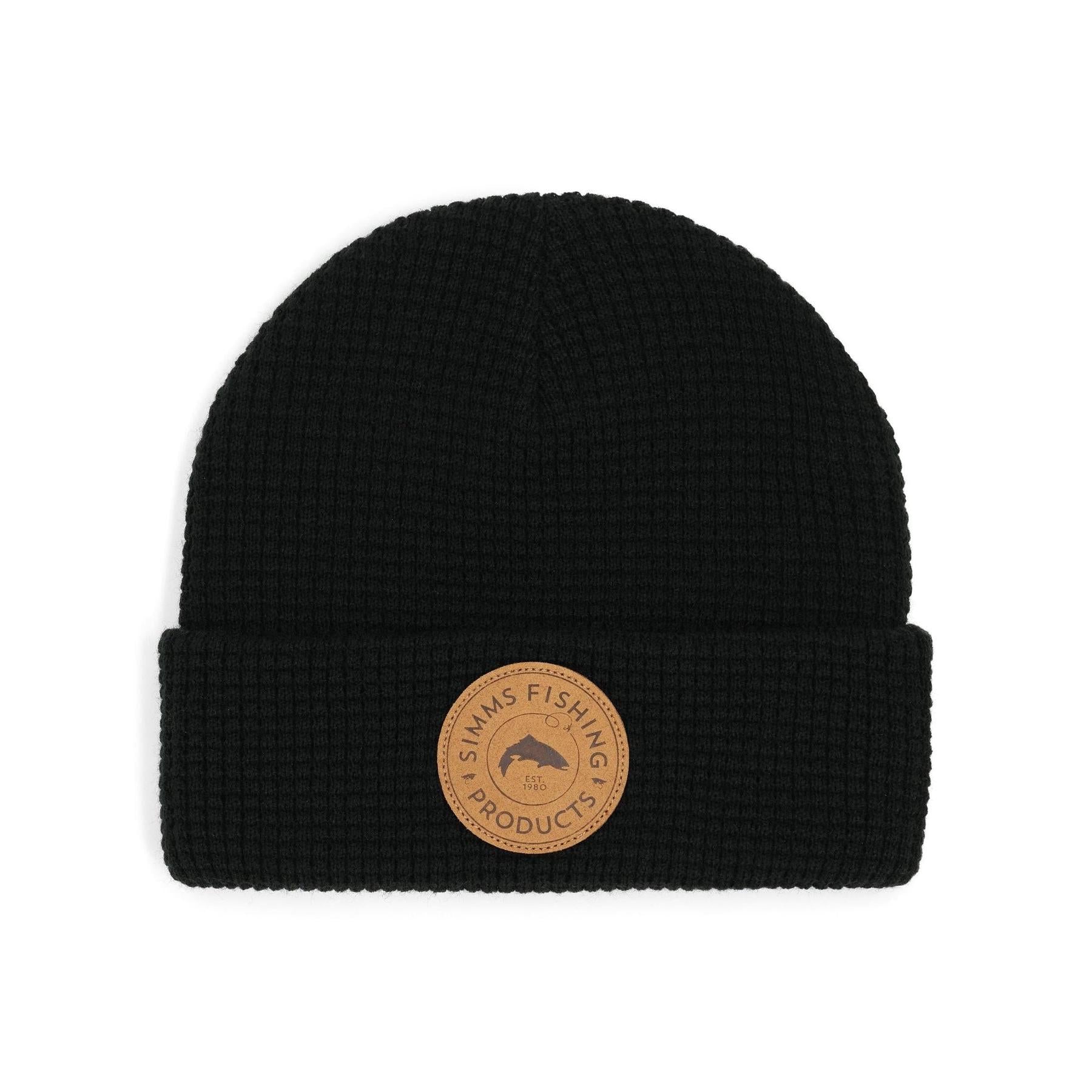 View of Hats Simms Everyday Waffle Knit Beanie Black available at EZOKO Fishing