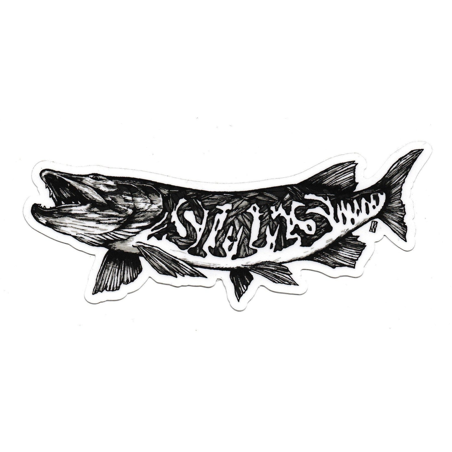 View of Simms Keeler Musky Sticker available at EZOKO Pike and Musky Shop