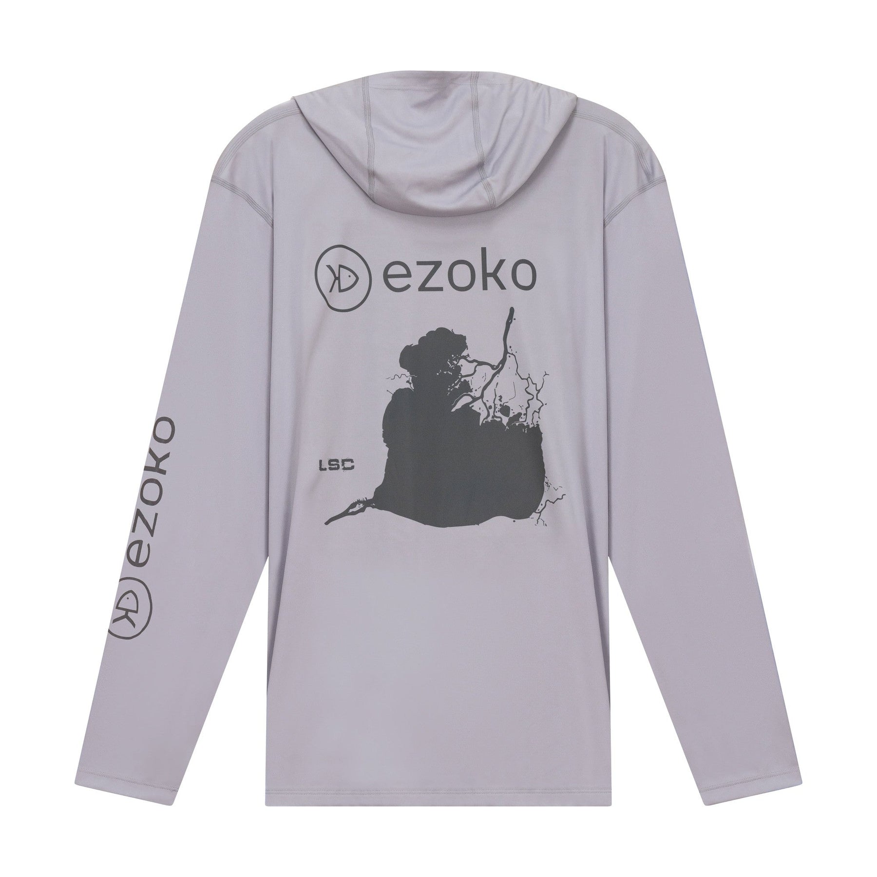 View of Long_Sleeves SIMMS x EZOKO Tech Hoody - HOME WATER Edition Lake St-Clair available at EZOKO Pike and Musky Shop