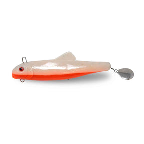 View of Jigs-Spoons SJR Spintail Sucker Jig White / Orange Belly available at EZOKO Pike and Musky Shop