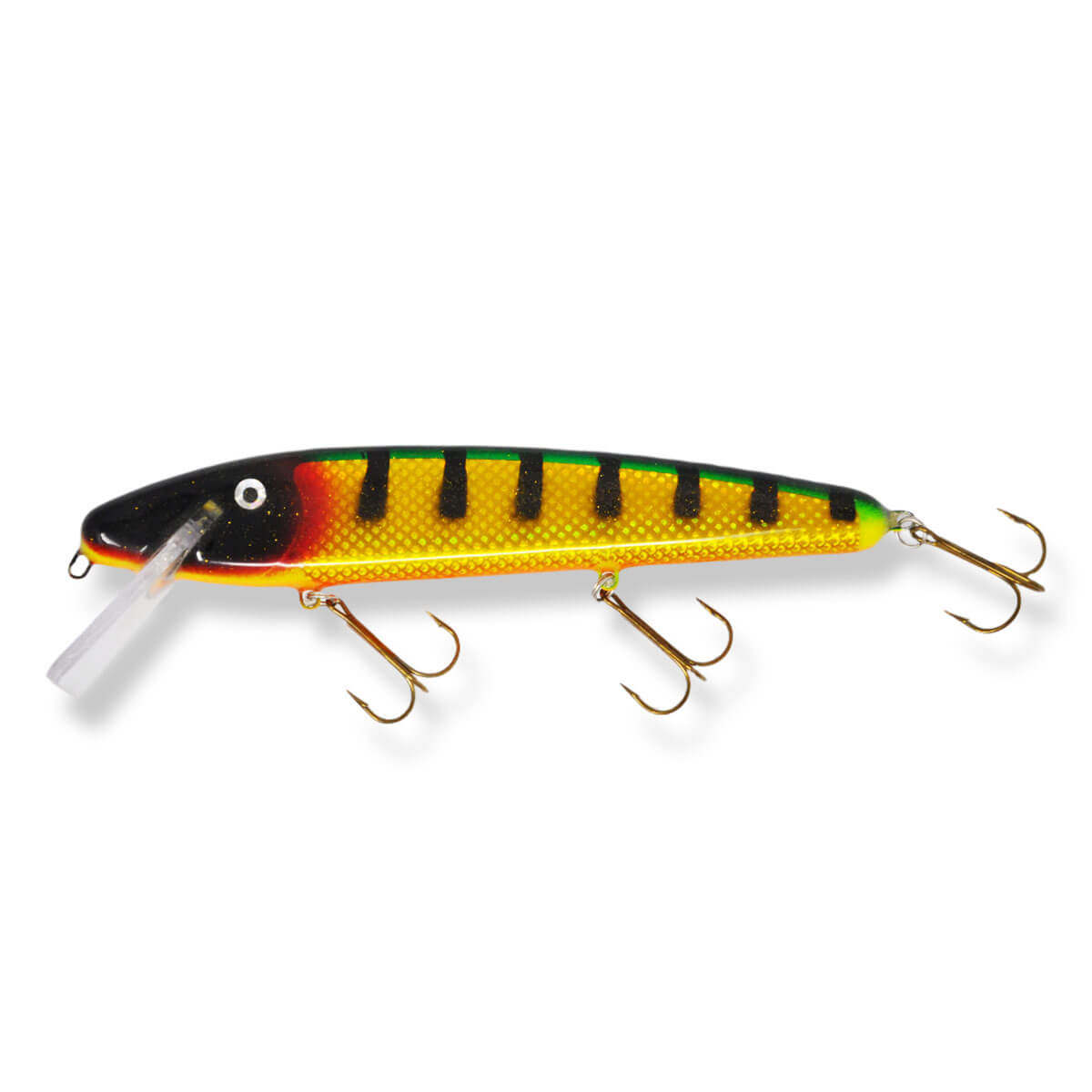 View of Crankbaits Slammer 10" Minnow Crankbait Prism Perch available at EZOKO Pike and Musky Shop