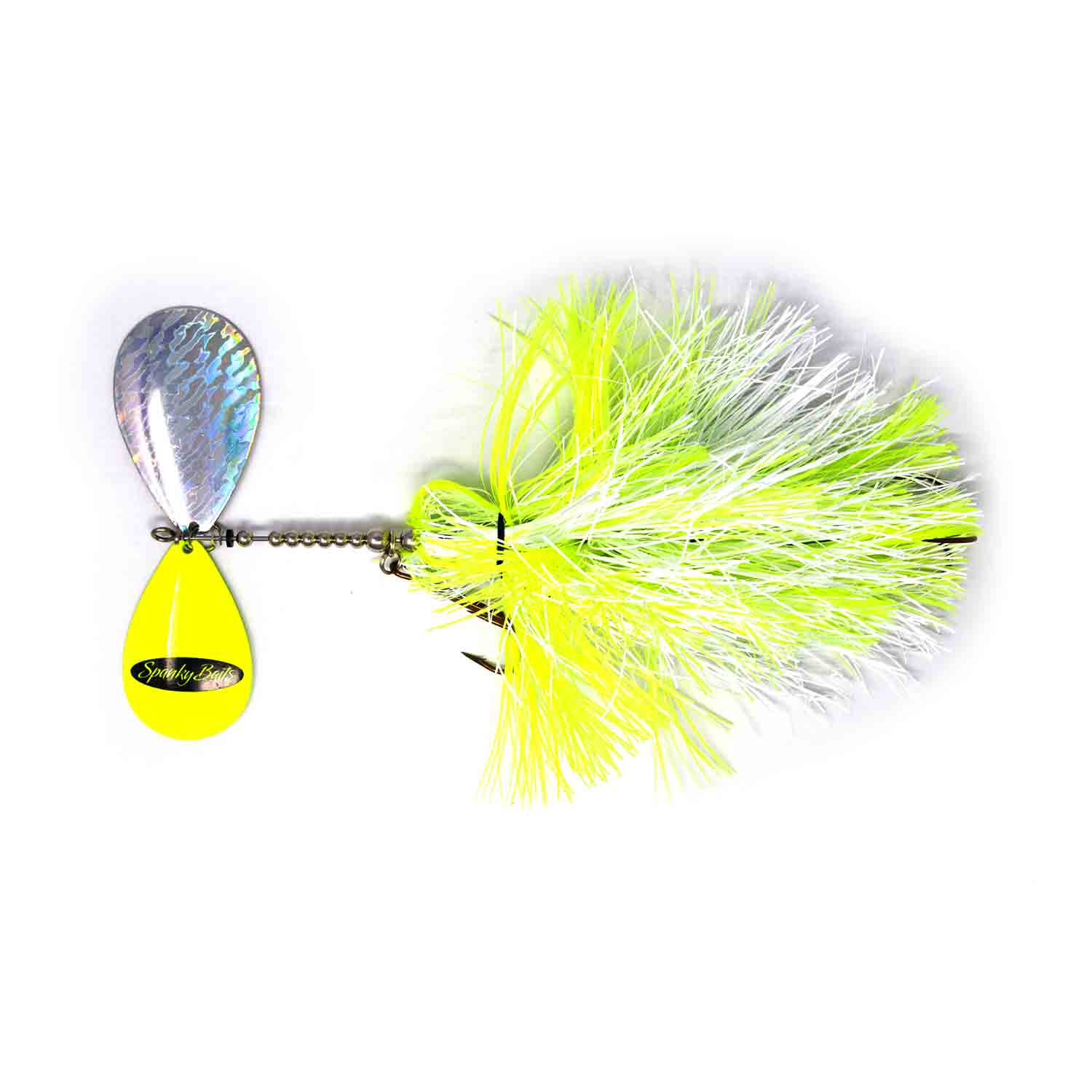 View of Bucktails Spanky Baits 1012 Firebomb Bucktail Lemon Head available at EZOKO Pike and Musky Shop