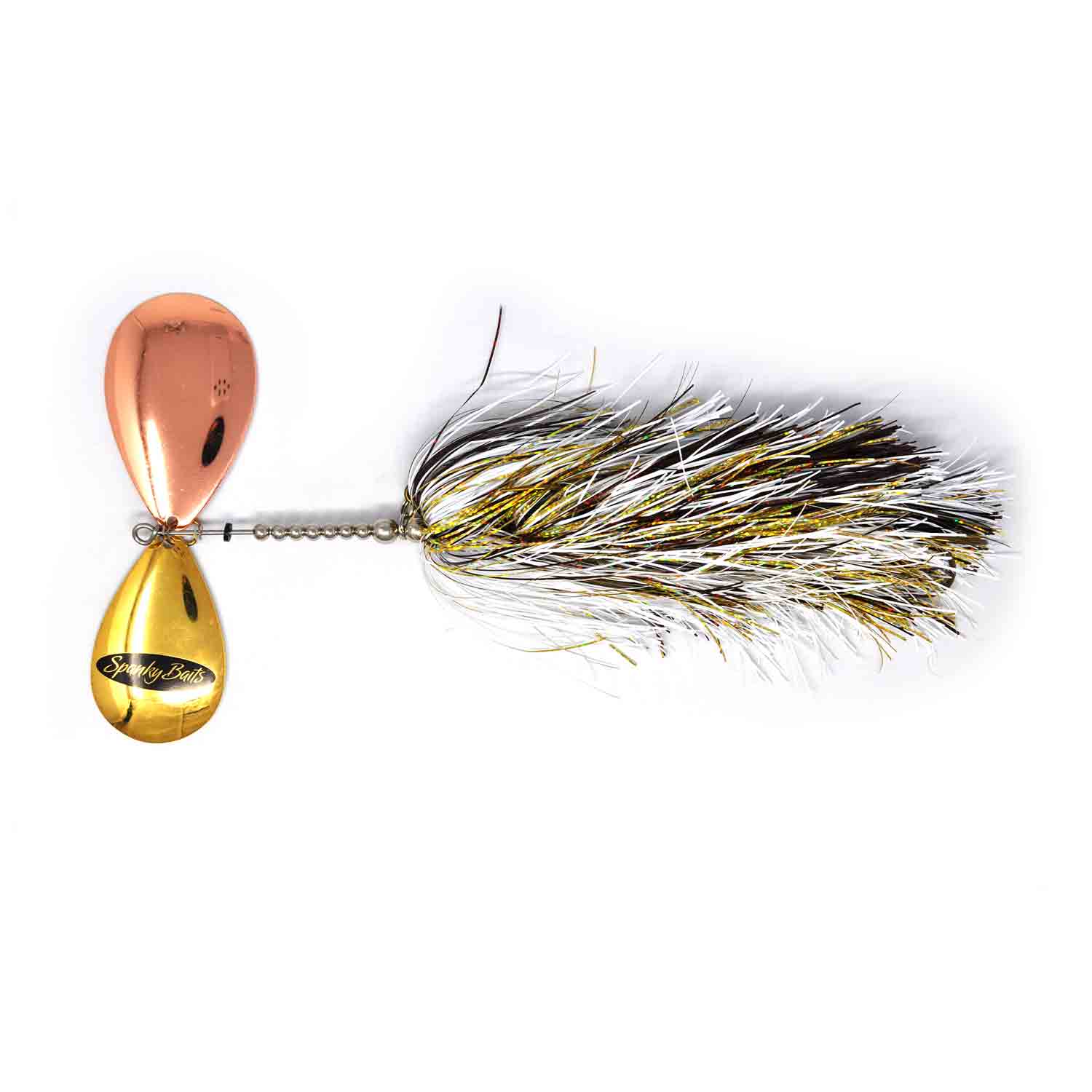 View of Bucktails Spanky Baits 1012 Firebomb Bucktail Walleye White Tail available at EZOKO Pike and Musky Shop