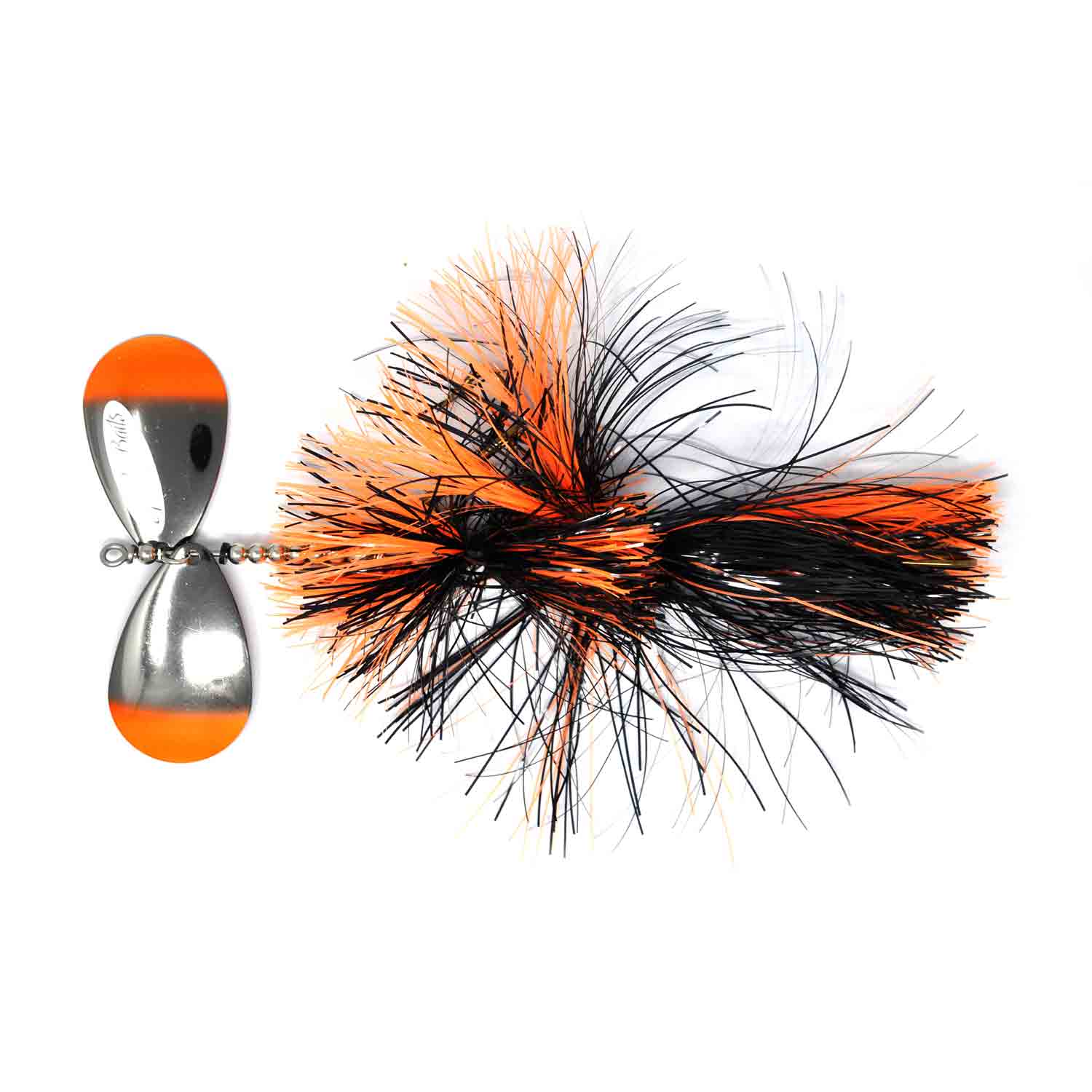 View of Bucktails Spanky Baits 109 Firebomb Bucktail Black Glow Orange available at EZOKO Pike and Musky Shop