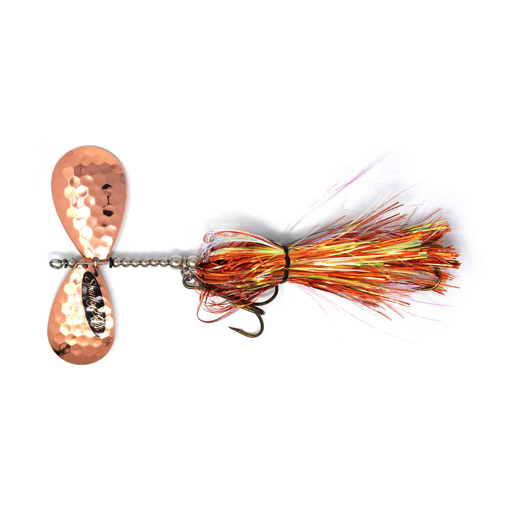 View of Bucktails Spanky Baits 109 Firebomb Bucktail Copper Pearl available at EZOKO Fishing