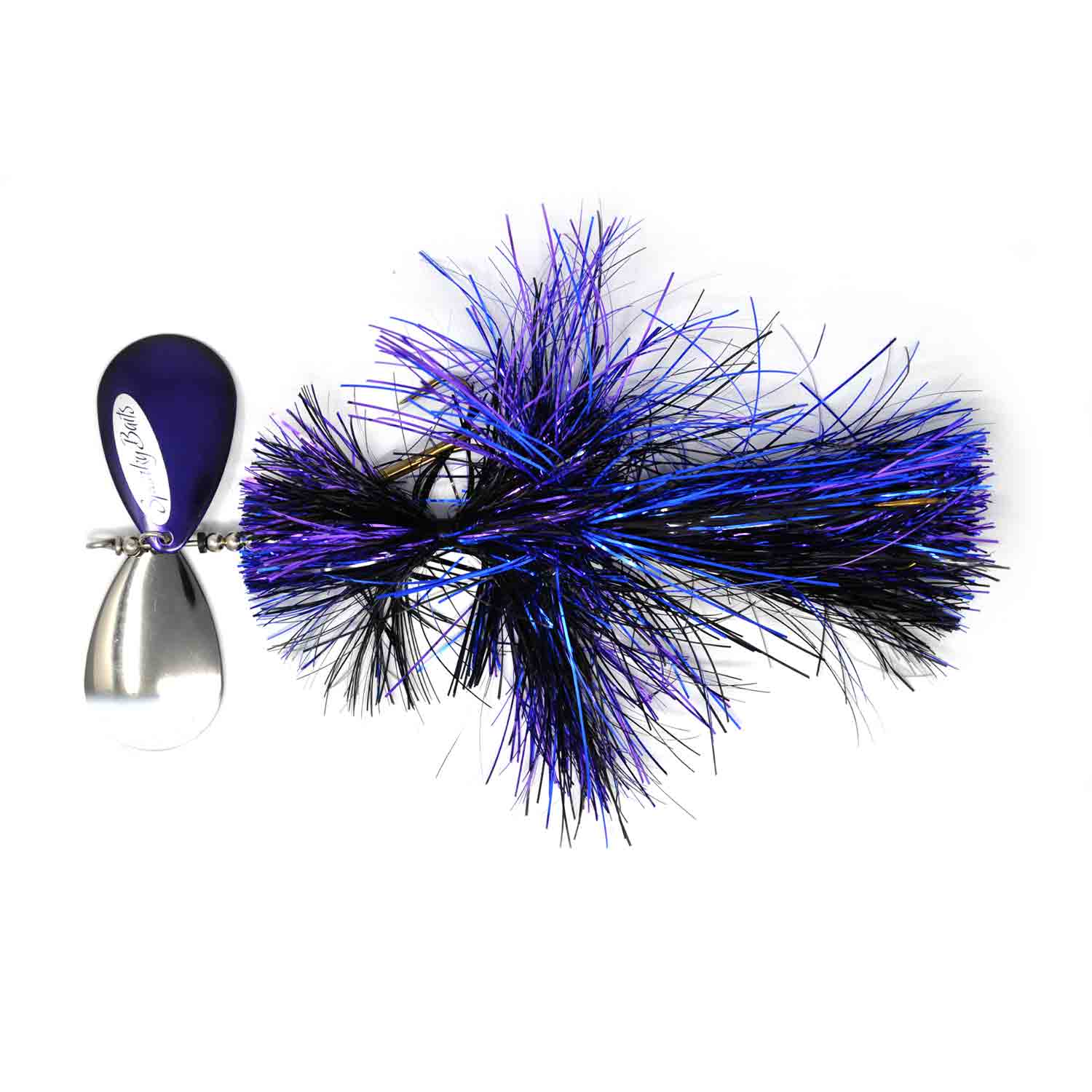 View of Bucktails Spanky Baits 109 Firebomb Bucktail Grimmace available at EZOKO Pike and Musky Shop