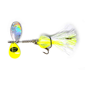 View of Bucktails Spanky Baits Lil Angry Bucktail Lemon Head available at EZOKO Pike and Musky Shop