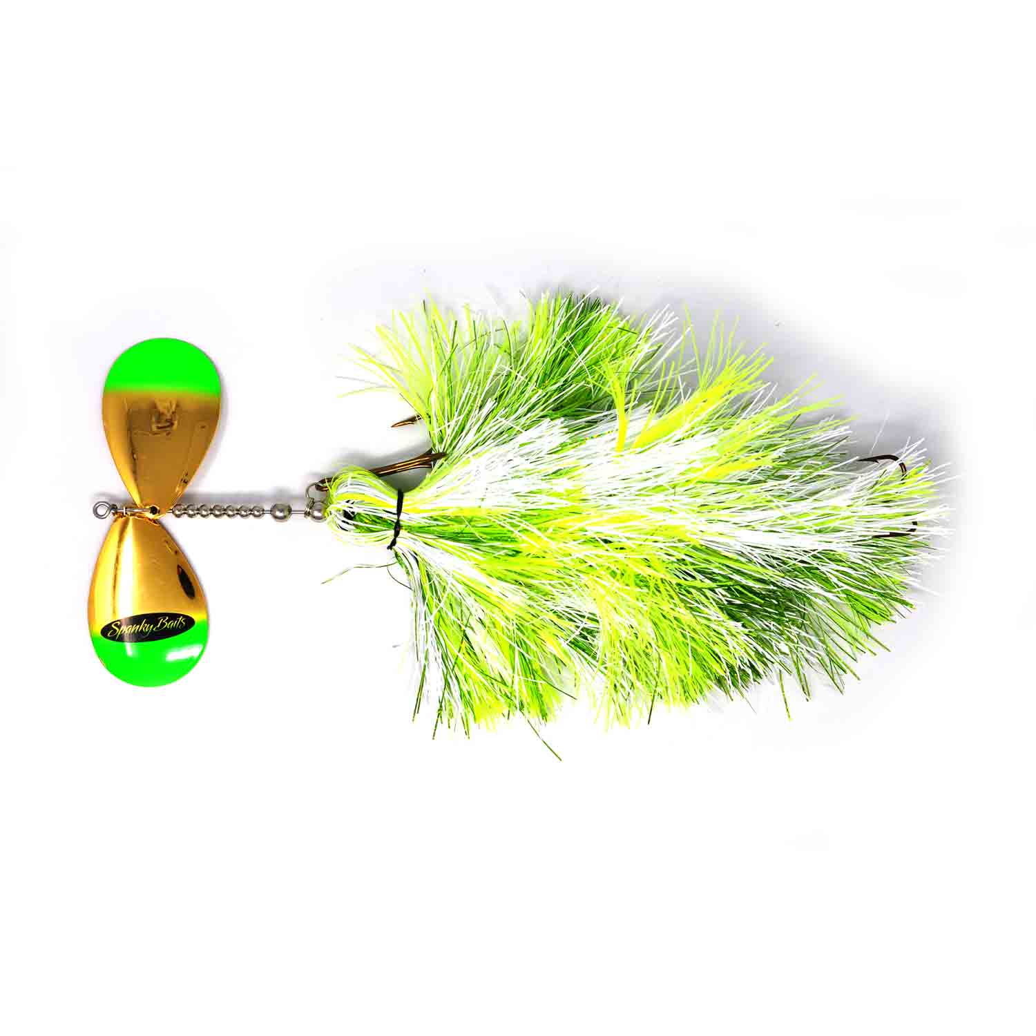 View of Bucktails Spanky Baits Meg Shocker Bucktail Guacamole available at EZOKO Pike and Musky Shop